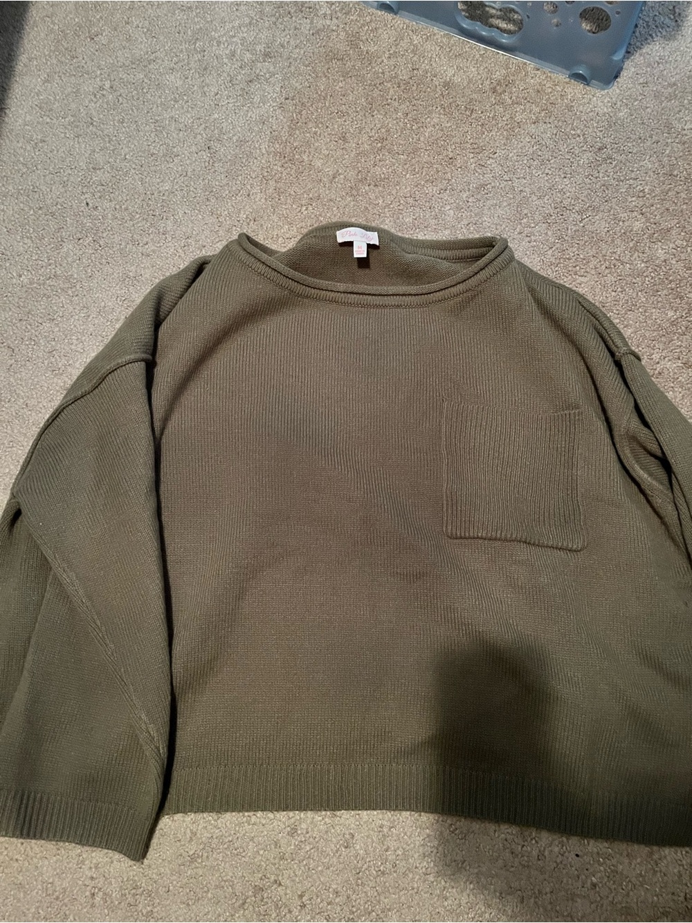 Pink Lily Olive Green Women's Crewneck Sweater